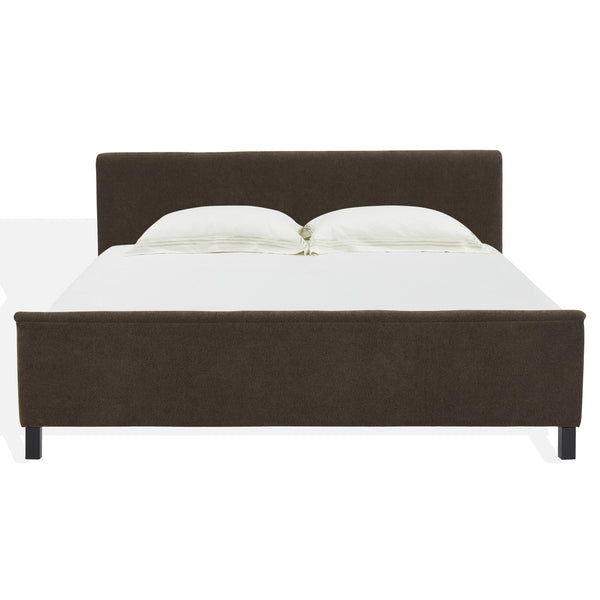 Safavieh Finney Upholstered Bed: Embrace Luxury And Comfort With A Stylish Centerpiece For Your Modern Bedroom Dark Brown Wood ,Fabric ,Foam Sfv4872b-q-2bx