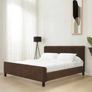 Safavieh Finney Upholstered Bed: Embrace Luxury And Comfort With A Stylish Centerpiece For Your Modern Bedroom Dark Brown Wood ,Fabric ,Foam Sfv4872b-q-2bx