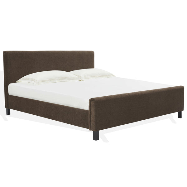 Safavieh Finney Upholstered Bed: Embrace Luxury And Comfort With A Stylish Centerpiece For Your Modern Bedroom Dark Brown Wood ,Fabric ,Foam Sfv4872b-q-2bx