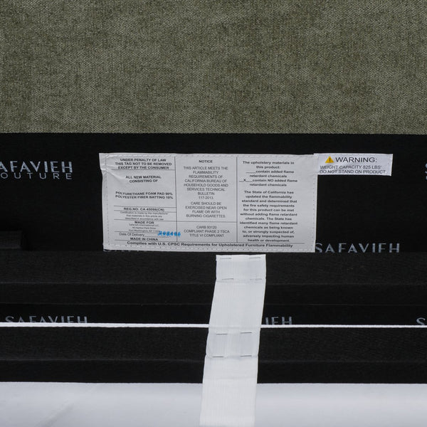 Safavieh Finney Upholstered Bed: Embrace Luxury And Comfort With A Stylish Centerpiece For Your Modern Bedroom Sage Green Wood ,Fabric ,Foam Sfv4872c-k-2bx