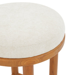 Safavieh Toledo Round Wood Counter Stool - Elegant Ashwood Design With Luxe Linen-like Upholstery For Comfort Cream ,Walnut Wood ,Fabric ,Foam Sfv4873a