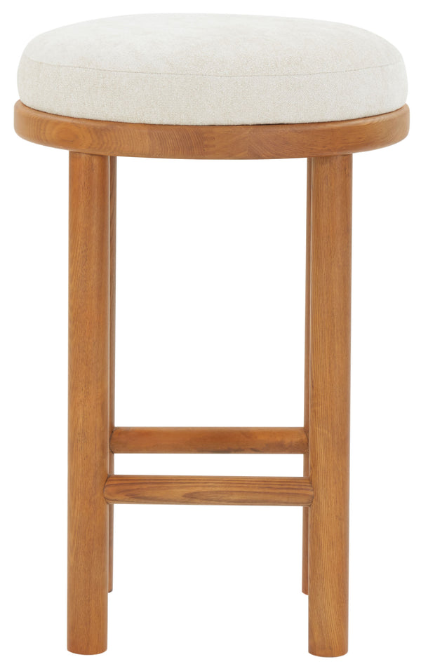 Safavieh Toledo Round Wood Counter Stool - Elegant Ashwood Design With Luxe Linen-like Upholstery For Comfort Cream ,Walnut Wood ,Fabric ,Foam Sfv4873a