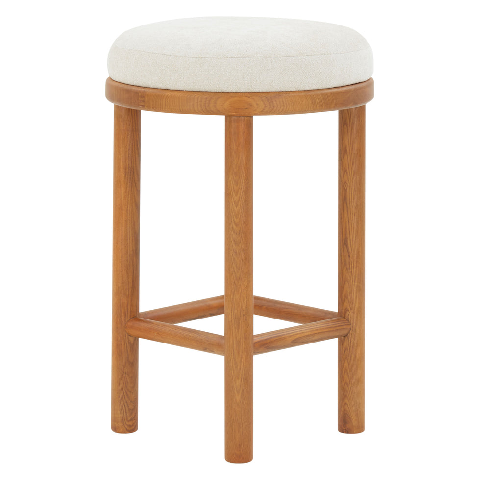 Safavieh Toledo Round Wood Counter Stool - Elegant Ashwood Design With Luxe Linen-like Upholstery For Comfort Cream ,Walnut Wood ,Fabric ,Foam Sfv4873a