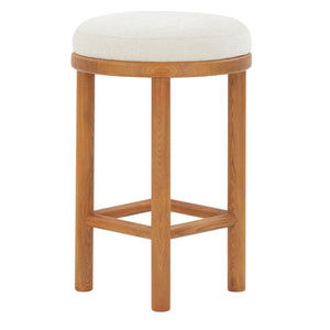 Safavieh Toledo Round Wood Counter Stool - Elegant Ashwood Design With Luxe Linen-like Upholstery For Comfort Cream ,Walnut Wood ,Fabric ,Foam Sfv4873a