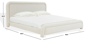 Safavieh Adelle Chenille Bed: Elevate Your Bedroom With Chic Elegance And Luxurious Comfort For Relaxation Cream Wood ,Fabric ,Foam Sfv4874a-k-2bx