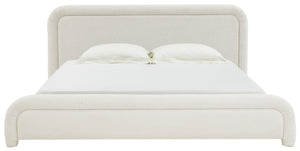 Safavieh Adelle Chenille Bed: Elevate Your Bedroom With Chic Elegance And Luxurious Comfort For Relaxation Cream Wood ,Fabric ,Foam Sfv4874a-k-2bx