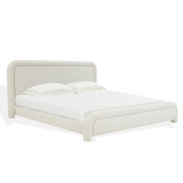 Safavieh Adelle Chenille Bed: Elevate Your Bedroom With Chic Elegance And Luxurious Comfort For Relaxation Cream Wood ,Fabric ,Foam Sfv4874a-k-2bx