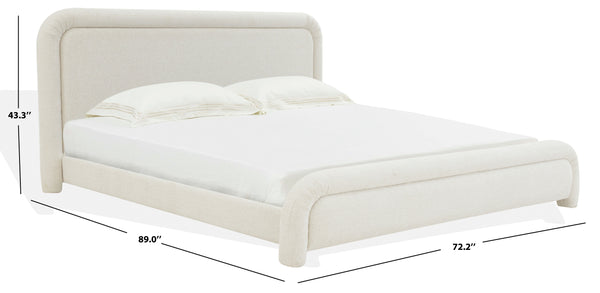 Safavieh Adelle Chenille Bed: Elevate Your Bedroom With Chic Elegance And Luxurious Comfort For Relaxation Cream Wood ,Fabric ,Foam Sfv4874a-q-2bx