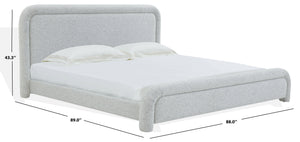 Safavieh Adelle Chenille Bed: Elevate Your Bedroom With Chic Elegance And Luxurious Comfort For Relaxation Black ,White Wood ,Fabric ,Foam Sfv4874b-k-2bx