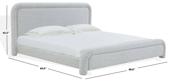 Safavieh Adelle Chenille Bed: Elevate Your Bedroom With Chic Elegance And Luxurious Comfort For Relaxation Black ,White Wood ,Fabric ,Foam Sfv4874b-k-2bx