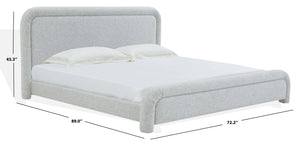 Safavieh Adelle Chenille Bed: Elevate Your Bedroom With Chic Elegance And Luxurious Comfort For Relaxation Black ,White Wood ,Fabric ,Foam Sfv4874b-q-2bx