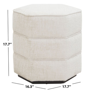 Safavieh Rosaria Chenille Hexagon Ottoman - Stylish & Comfortable Accent For Your Living Room Decor Essentials Beige Wood ,Fabric ,Foam Sfv4875a