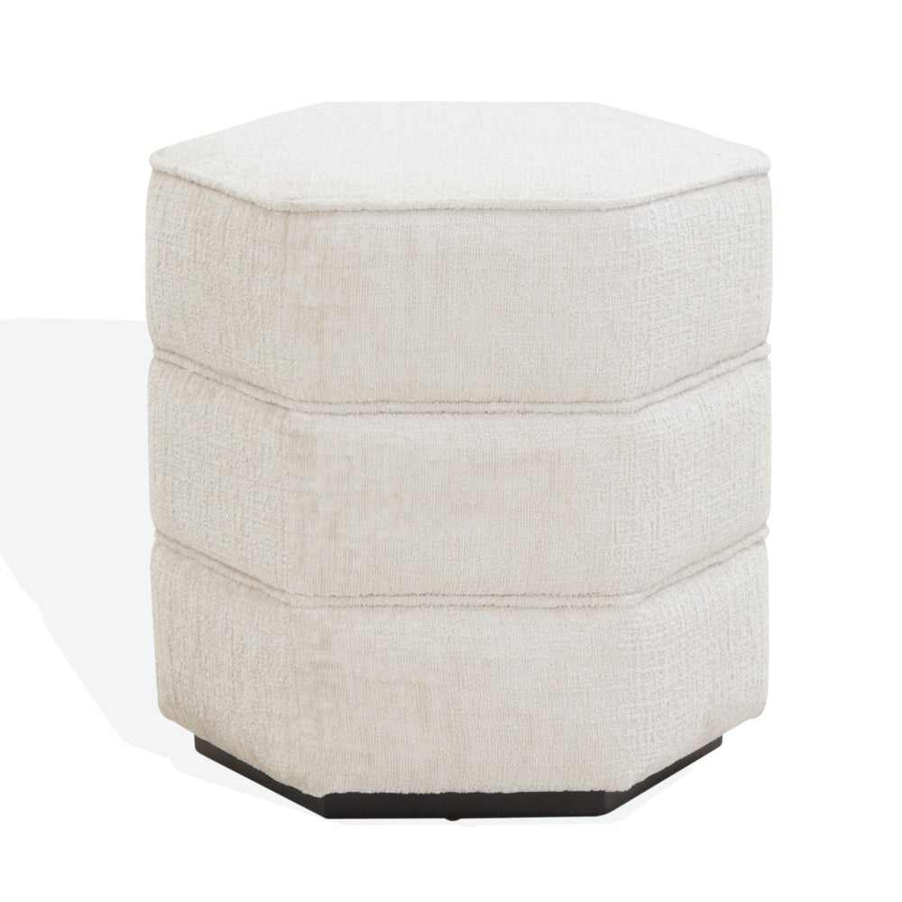 Safavieh ROSARIA Chenille Hexagon Ottoman - Stylish Modern Accent for Living Spaces & Cozy Comfort Beige SFV4875A