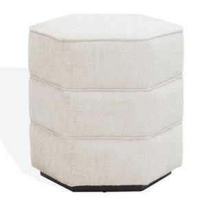 Safavieh Rosaria Chenille Hexagon Ottoman - Stylish & Comfortable Accent For Your Living Room Decor Essentials Beige Wood ,Fabric ,Foam Sfv4875a