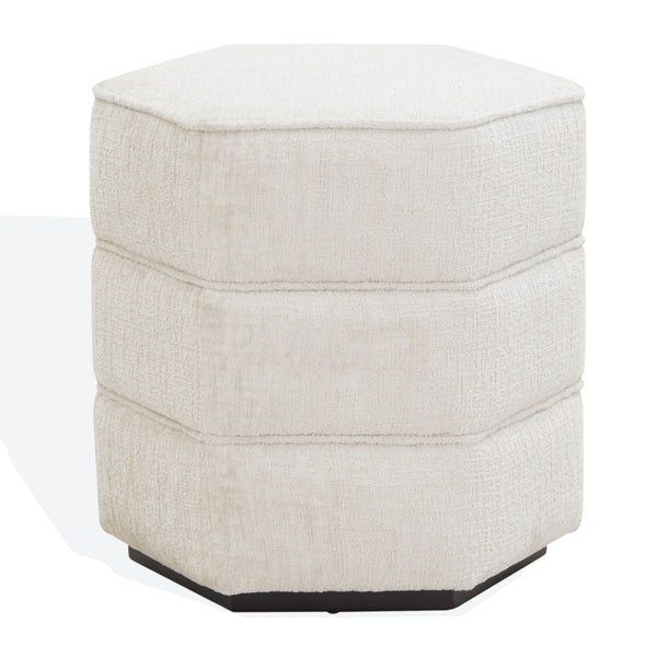 Safavieh Rosaria Chenille Hexagon Ottoman - Stylish & Comfortable Accent For Your Living Room Decor Essentials Beige Wood ,Fabric ,Foam Sfv4875a
