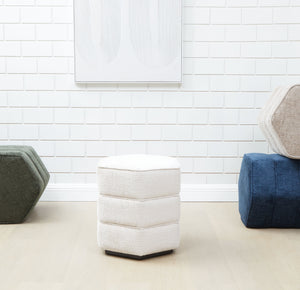 Safavieh Rosaria Chenille Hexagon Ottoman - Stylish & Comfortable Accent For Your Living Room Decor Essentials Beige Wood ,Fabric ,Foam Sfv4875a