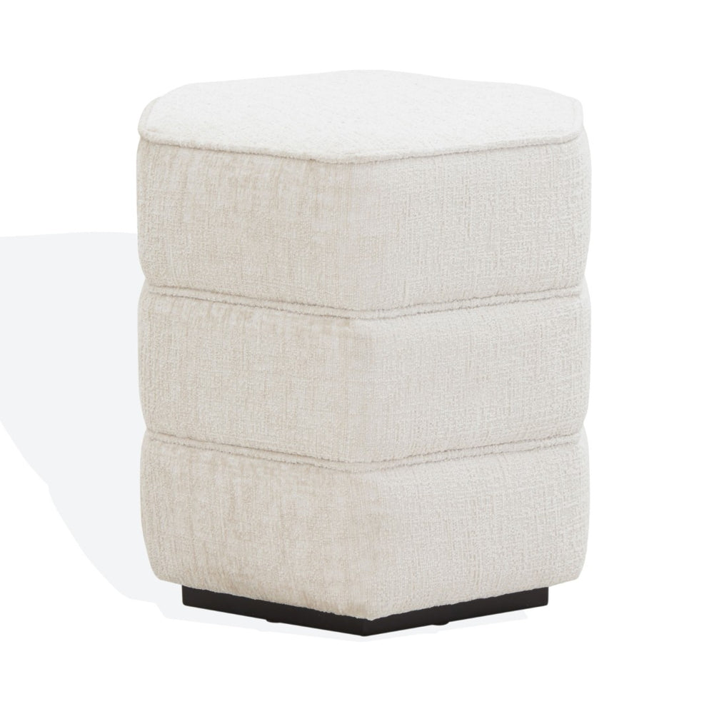 Safavieh ROSARIA Chenille Hexagon Ottoman - Stylish Modern Accent for Living Spaces & Cozy Comfort Beige SFV4875A