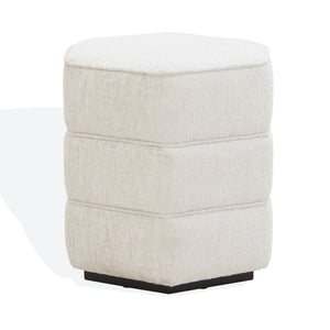 Safavieh ROSARIA Chenille Hexagon Ottoman - Stylish Modern Accent for Living Spaces & Cozy Comfort Beige SFV4875A
