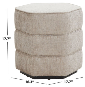 Safavieh Rosaria Chenille Hexagon Ottoman - Stylish & Comfortable Accent For Your Living Room Decor Essentials Taupe Wood ,Fabric ,Foam Sfv4875b
