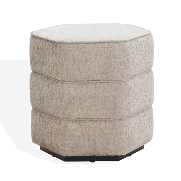 Safavieh Rosaria Chenille Hexagon Ottoman - Stylish & Comfortable Accent For Your Living Room Decor Essentials Taupe Wood ,Fabric ,Foam Sfv4875b