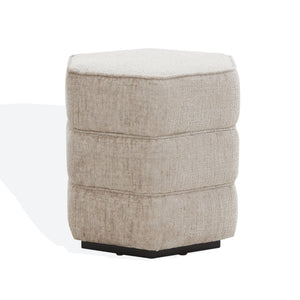 Safavieh ROSARIA Chenille Hexagon Ottoman - Stylish Modern Accent for Living Spaces & Cozy Comfort Taupe SFV4875B