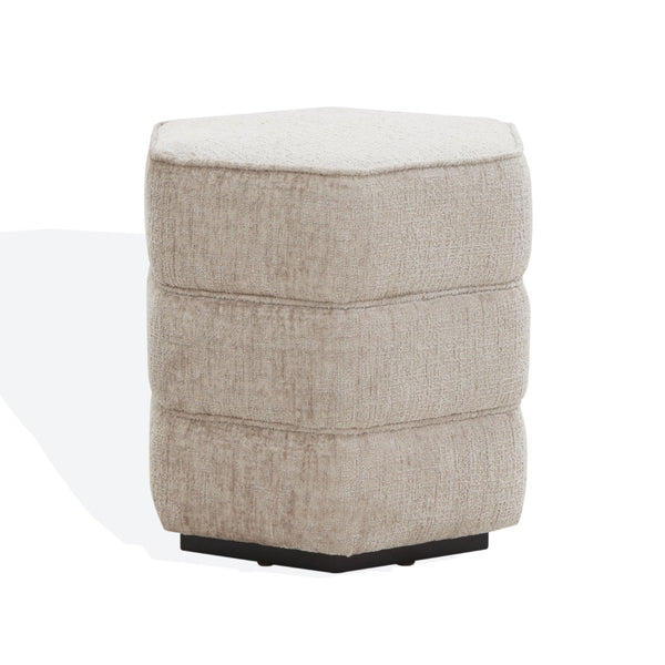 Safavieh ROSARIA Chenille Hexagon Ottoman - Stylish Modern Accent for Living Spaces & Cozy Comfort Taupe SFV4875B