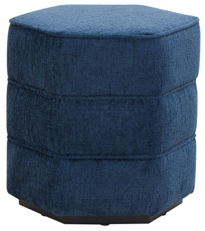 Safavieh Rosaria Chenille Hexagon Ottoman - Stylish & Comfortable Accent For Your Living Room Decor Essentials Navy Wood ,Fabric ,Foam Sfv4875c