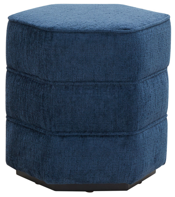 Safavieh Rosaria Chenille Hexagon Ottoman - Stylish & Comfortable Accent For Your Living Room Decor Essentials Navy Wood ,Fabric ,Foam Sfv4875c