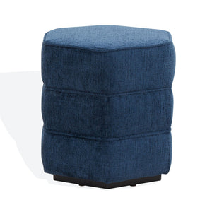 Safavieh ROSARIA Chenille Hexagon Ottoman - Stylish Modern Accent for Living Spaces & Cozy Comfort Navy SFV4875C