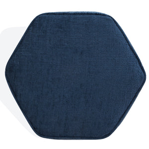 Safavieh Rosaria Chenille Hexagon Ottoman - Stylish & Comfortable Accent For Your Living Room Decor Essentials Navy Wood ,Fabric ,Foam Sfv4875c
