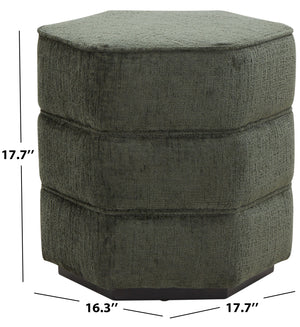 Safavieh Rosaria Chenille Hexagon Ottoman - Stylish & Comfortable Accent For Your Living Room Decor Essentials Dark Green Wood ,Fabric ,Foam Sfv4875d