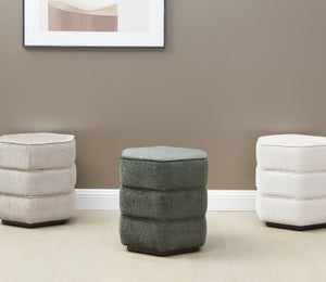 Safavieh Rosaria Chenille Hexagon Ottoman - Stylish & Comfortable Accent For Your Living Room Decor Essentials Dark Green Wood ,Fabric ,Foam Sfv4875d