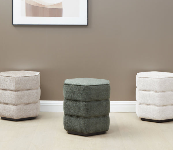 Safavieh Rosaria Chenille Hexagon Ottoman - Stylish & Comfortable Accent For Your Living Room Decor Essentials Dark Green Wood ,Fabric ,Foam Sfv4875d