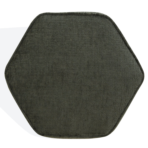 Safavieh Rosaria Chenille Hexagon Ottoman - Stylish & Comfortable Accent For Your Living Room Decor Essentials Dark Green Wood ,Fabric ,Foam Sfv4875d