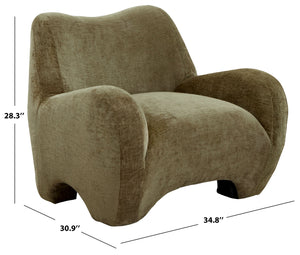 Safavieh Randal Chenille Accent Chair – Cozy Comfort And Stylish Design For Your Living Space Transformation Olive Green Wood ,Fabric ,Foam Sfv4878b