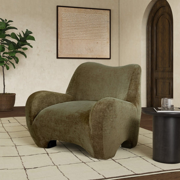 Safavieh RANDAL Chenille Accent Chair - Cozy, Stylish Seating for Living Rooms, Offices, or Reading Nooks Olive Green SFV4878B