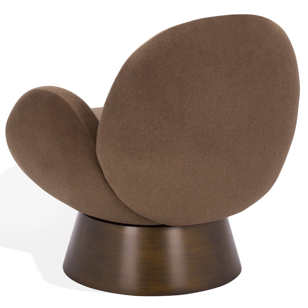 Safavieh Paolini Metal Base Accent Chair In Rich Brown & Antique Gold – Stylish Comfort For Any Space Brown ,Antique Gold Wood ,Metal ,Fabric ,Foam Sfv4880b