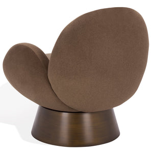 Safavieh Paolini Metal Base Accent Chair In Rich Brown & Antique Gold – Stylish Comfort For Any Space Brown ,Antique Gold Wood ,Metal ,Fabric ,Foam Sfv4880b