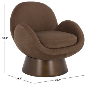 Safavieh PAOLINI Metal Base Accent Chair – Contemporary Luxury Design for Living Spaces & Comfort Needs Brown / Antique Gold SFV4880B