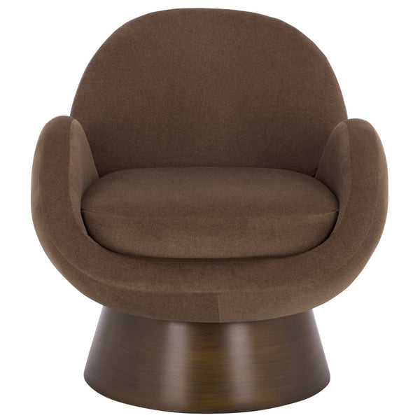 Safavieh Paolini Metal Base Accent Chair In Rich Brown & Antique Gold – Stylish Comfort For Any Space Brown ,Antique Gold Wood ,Metal ,Fabric ,Foam Sfv4880b