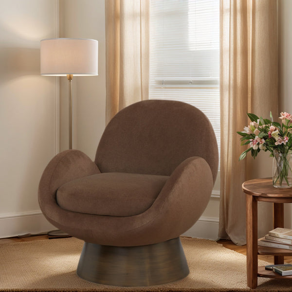 Safavieh Paolini Metal Base Accent Chair In Rich Brown & Antique Gold – Stylish Comfort For Any Space Brown ,Antique Gold Wood ,Metal ,Fabric ,Foam Sfv4880b