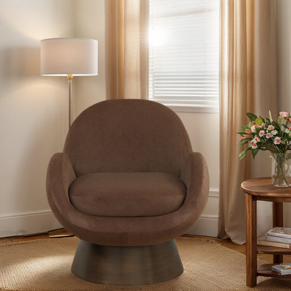 Safavieh Paolini Metal Base Accent Chair In Rich Brown & Antique Gold – Stylish Comfort For Any Space Brown ,Antique Gold Wood ,Metal ,Fabric ,Foam Sfv4880b