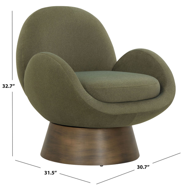 Safavieh Paolini Metal Base Accent Chair - Stylish Comfort For Your Living Space With Luxurious Design Olive Green ,Antique Gold Wood ,Metal ,Fabric ,Foam Sfv4880c