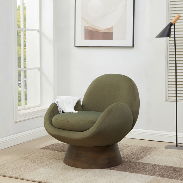 Safavieh PAOLINI Metal Base Accent Chair – Contemporary Luxury Design for Living Spaces & Comfort Needs Olive Green / Antique Gold SFV4880C