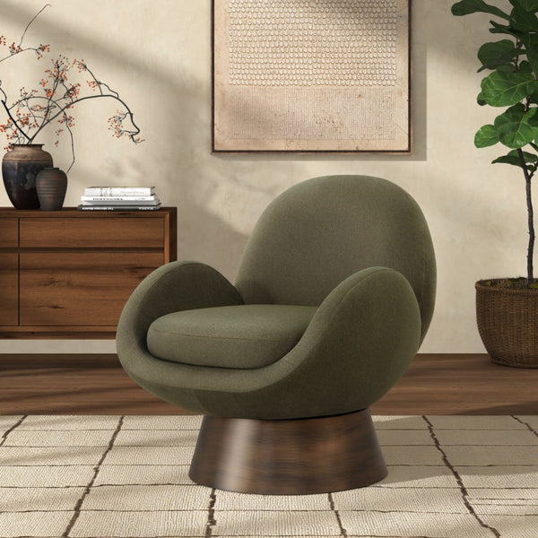 Safavieh PAOLINI Metal Base Accent Chair – Contemporary Luxury Design for Living Spaces & Comfort Needs Olive Green / Antique Gold SFV4880C