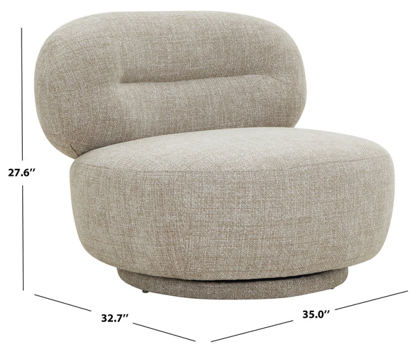 Safavieh Oliviangela Swivel Lounge Chair In Brown – Elegant Comfort With Solid Wood & Soft Fabric Upholstery Brown Wood ,Fabric ,Foam Sfv4881a