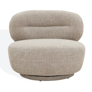 Safavieh Oliviangela Swivel Lounge Chair In Brown – Elegant Comfort With Solid Wood & Soft Fabric Upholstery Brown Wood ,Fabric ,Foam Sfv4881a