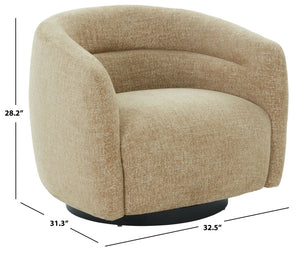 Kellybryn Chenille Swivel Chair With Plush Foam Cushioning, Wood Frame And 360° Metal Base For Cozy Style