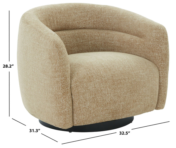 Kellybryn Chenille Swivel Chair With Plush Foam Cushioning, Wood Frame And 360° Metal Base For Cozy Style