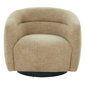 Kellybryn Chenille Swivel Chair With Plush Foam Cushioning, Wood Frame And 360° Metal Base For Cozy Style